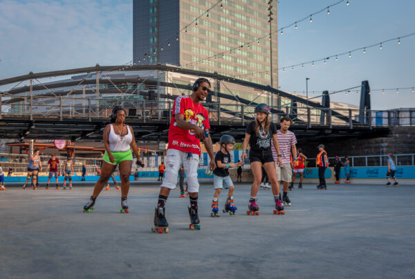 People rollerskating at Canalside