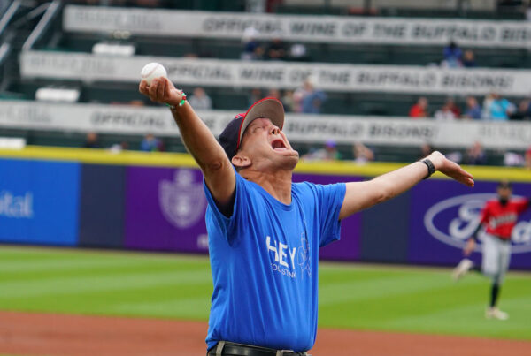 Buffalo Bisons superfan Mark Aichinger on the field