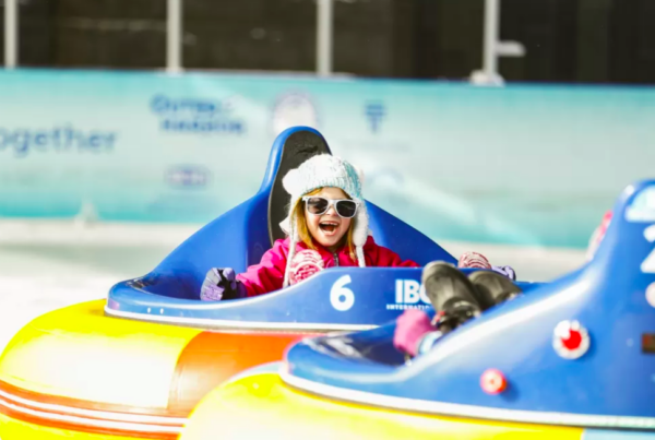 kids run into one another in ice bumper cars