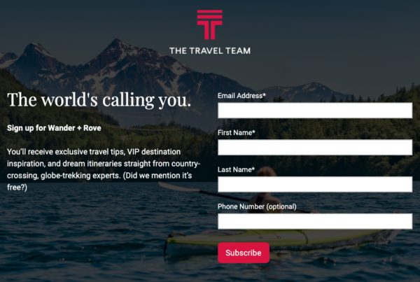 Wander + Rove newsletter signup screenshot