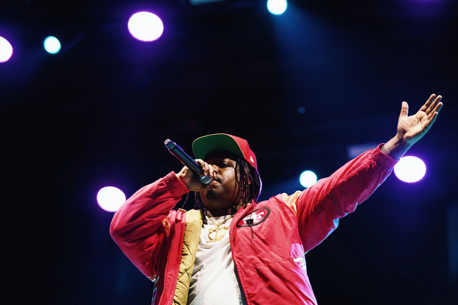 Performer on stage at Terminal B