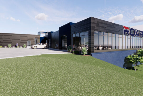 Mockup of exterior of new headquarters